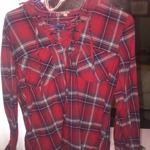Red Lace Up Flannel!